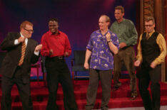 Drew Carey, Wayne Brady, Colin Mochrie, Ryan Stiles, and Greg Proops on ABC's 'Whose Line Is It Anyway'