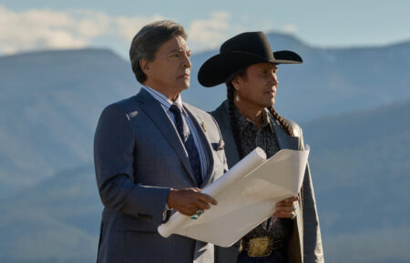 Gil Birmingham as Thomas Rainwater and Mo Brings Plenty as Mo in 'Yellowstone' Season 5 Episode 9