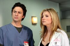 Zach Braff and Sarah Chalke in Scrubs