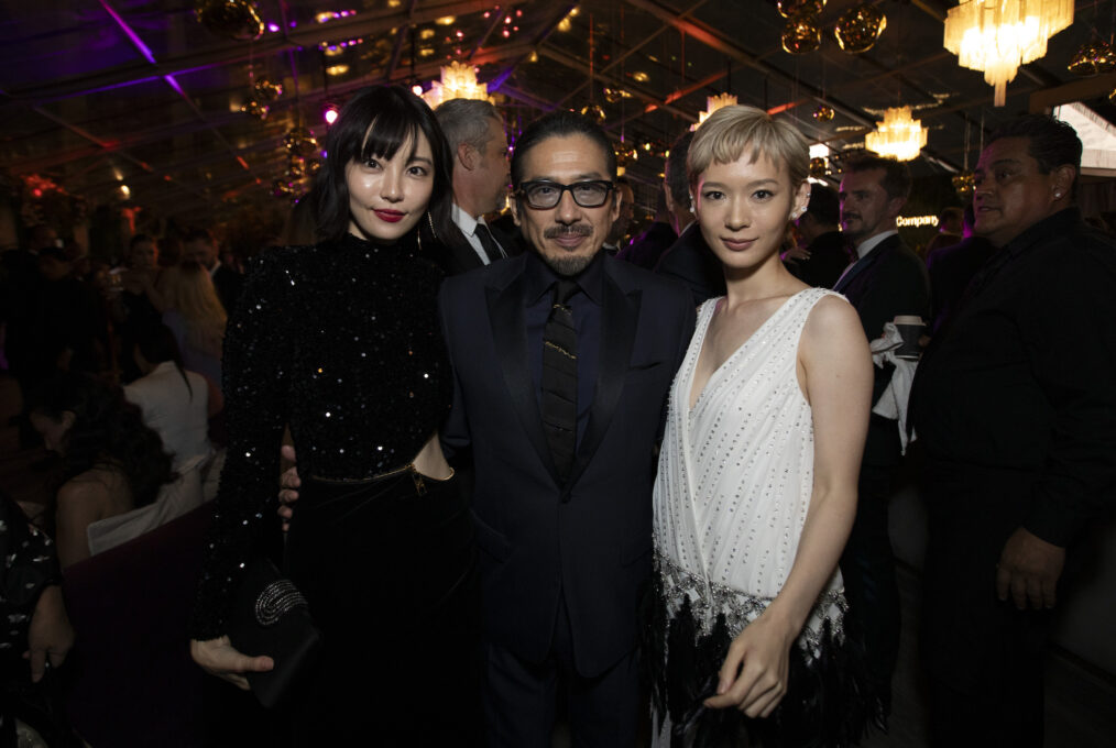 'Shōgun's Yuka Kouri, Hiroyuki Sanada, and Moeka Hoshi at Disney's 2024 Emmys afterparty