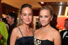 Brie Larson and Reese Witherspoon attend the Apple TV+ Emmy Awards 2024 post ceremony reception at Mother Wolf on September 15, 2024 in Los Angeles, California.