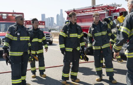 Aisha Hinds as Hen, Kenneth Choi as Chimney, Ryan Guzman as Eddiee, Oliver Stark as Buck — '9-1-1' Season 8 Premiere 