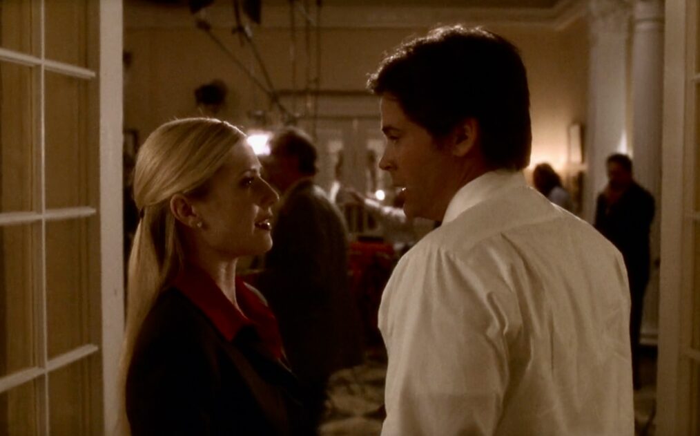 Emily Procter and Rob Lowe as Ainsley and Sam on 'The West Wing'