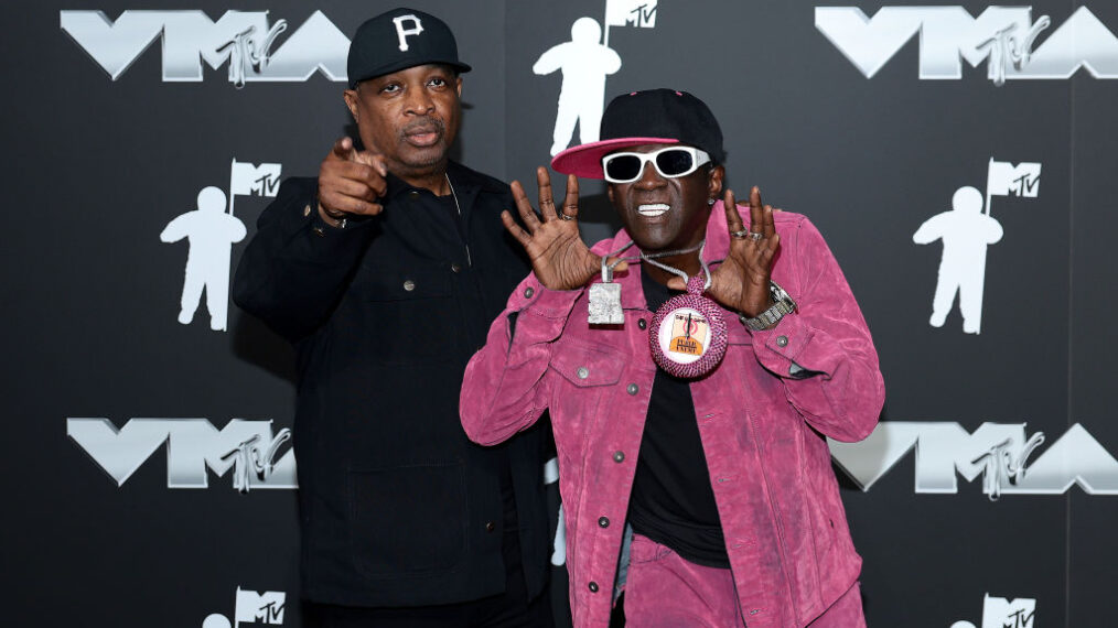 Chuck D and Flavor Flav of Public Enemy attend the 2024 MTV Video Music Awards at UBS Arena on September 11, 2024 in Elmont, New York.