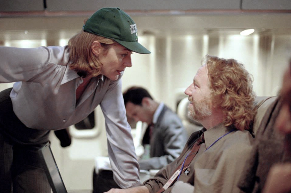 Allison Janney as C.J. Cregg and Timothy Busfield as Danny Concannon in 'The West Wing'