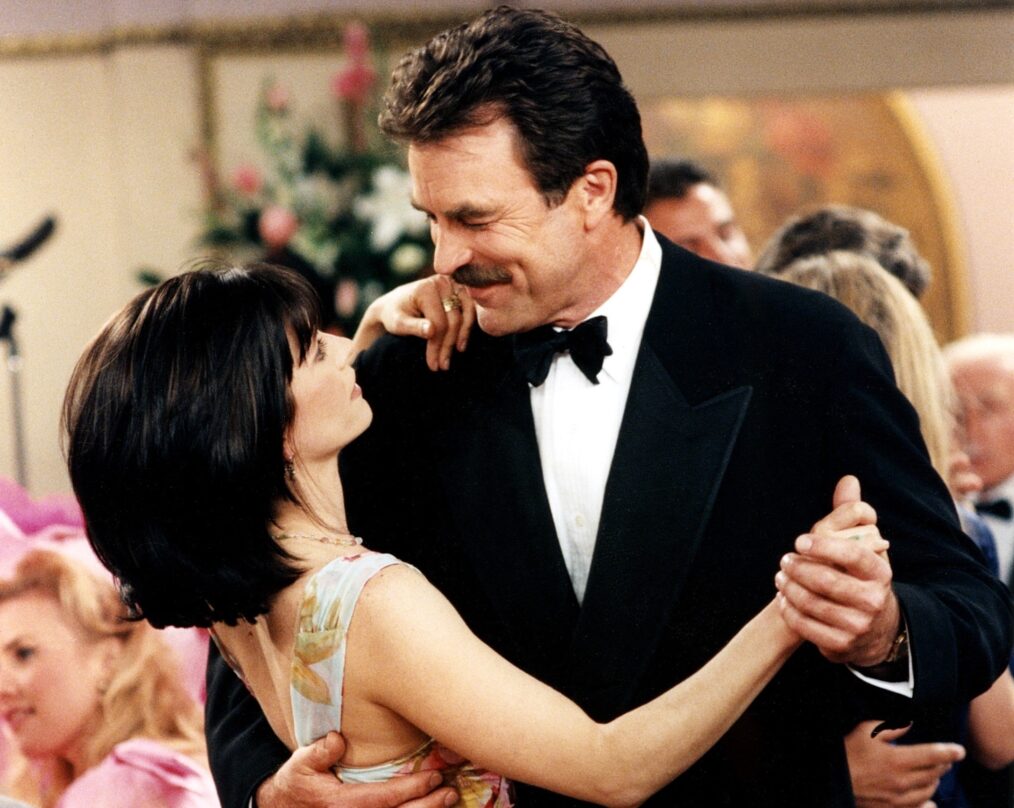 Courteney Cox as Monica and Tom Selleck as Richard on 'Friends'