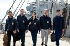 Wilmer Valderrama as Nicholas “Nick” Torres, Sean Murray as Timothy McGee, Katrina Law as Jessica Knight, Gary Cole as Alden Parker, and Brian Dietzen as Jimmy Palmer star in NCIS