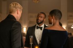 Ryan Eggold as Ed Ramsey, Aldis Hodge as Alex Cross, and Samantha Walkes as Elle Monteiro in Cross