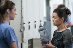 Adelaide Kane as Jules Millen and Midori Francis as Mika Yasuda on Grey's Anatomy