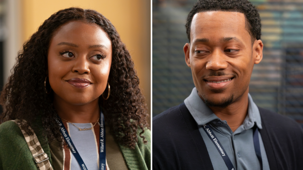 Quinta Brunson and Tyler James Williams in the 'Abbott Elementary' Season 4 premiere