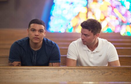 Josh Rivera and Patrick Schwarzenegger in 'American Sports Story: Aaron Hernandez'