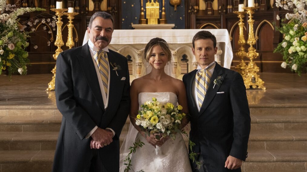 Tom Selleck, Vanessa Ray and Will Estes in Blue Bloods Season 9 finale