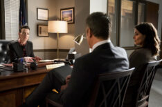 Debi Mazar as Eveline Ramano, Peter Hermann as Jack Boyle, and Bridget Moynahan as Erin Reagan Boyle in 'Blue Bloods' Season 14 Episode 11