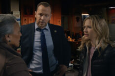 Irma-Estel Laguerre as Carmen Santos, Donnie Wahlberg as Danny Reagan, and Vanessa Ray as Eddie Janko-Reagan in 'Blue Bloods' Season 14 Episode 11 - 'Life Sentence'