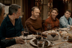 Tom Selleck as Frank Reagan, Peter Hermann as Jack Boyle, Donnie Wahlberg as Danny Reagan, Will Hochman as Joe Hill, and Andrew Terraciano as Sean Reagan in 'Blue Bloods' Season 14 Episode 11