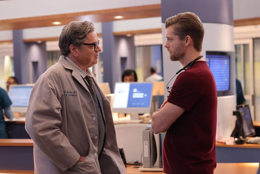 Oliver Platt as Dr. Daniel Charles, Luke Mitchell as Dr. Mitch Ripley — 'Chicago Med' Season 9 Episode 7 "Step on a Crack and Break Your Mother's Back"