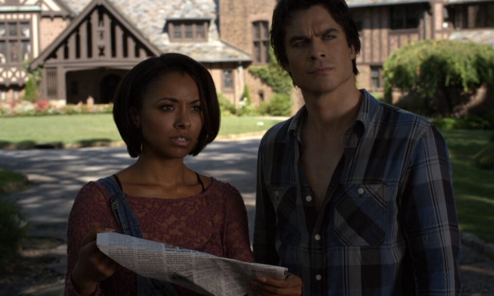 Kat Graham as Bonnie Bennett and Ian Somerhalder as Damon Salvatore in 'The Vampire Diaries.'