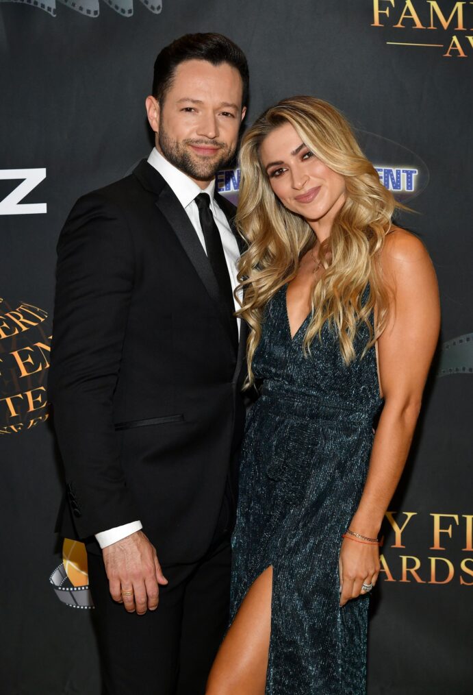 Pasha Pashkov and Daniella Karagach attend the 24th Family Film Awards at Hilton Los Angeles/Universal City on March 24, 2021 in Universal City, California.