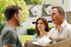 James Denton as Mike Delfino, Teri Hatcher as Susan Meyer, and Richard Burgi as Karl Meyer in 'Desperate Housewives'