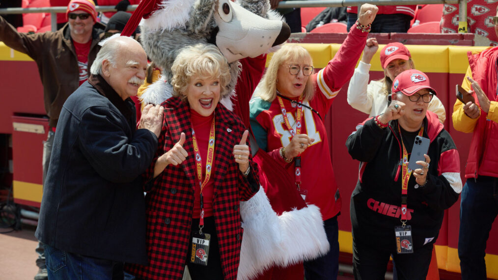 Donna Kelce, Christine Ebersole, and Richard Riehle in 'Holiday Touchdown: A Chiefs Love Story'