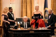 Janel Moloney, Dulé Hill, Martin Sheen, Allison Janney, and Richard Schiff speak onstage during the 76th Primetime Emmy Awards at Peacock Theater on September 15, 2024 in Los Angeles, California