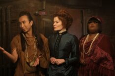 Roman Zaragoza, Rebecca Wisocky, and Danielle Pinnock in 'Ghosts' Season 4