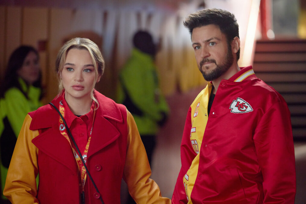 Tyler Hynes and Hunter King in 'Holiday Touchdown: A Chiefs Love Story'