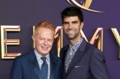 Jesse Tyler Ferguson and Justin Mikita attend the 76th Primetime Emmy Awards at Peacock Theater on September 15, 2024 in Los Angeles, California.