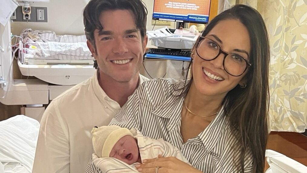 John Mulaney and Olivia Munn with newborn