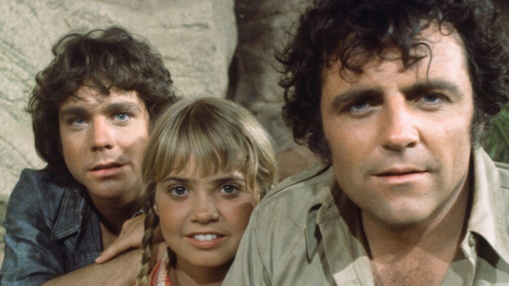 Wesley Eure, Kathy Coleman, and Spencer Milligan in 'Land of the Lost'