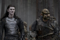 Sam Hazeldine as Adar with an Orc in 'The Rings of Power' Season 2