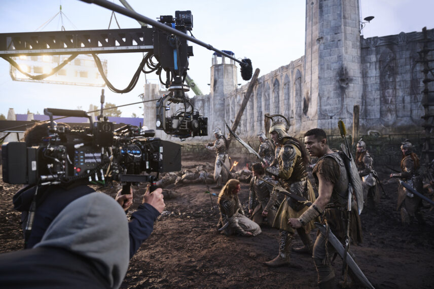 Robert Aramayo as Elrond, Ismael Cruz Córdova as Arondir, Benjamin Walker as High King Gil-galad film 'The Rings of Power' Season 2 Episode 7 - 'Doomed to Die'