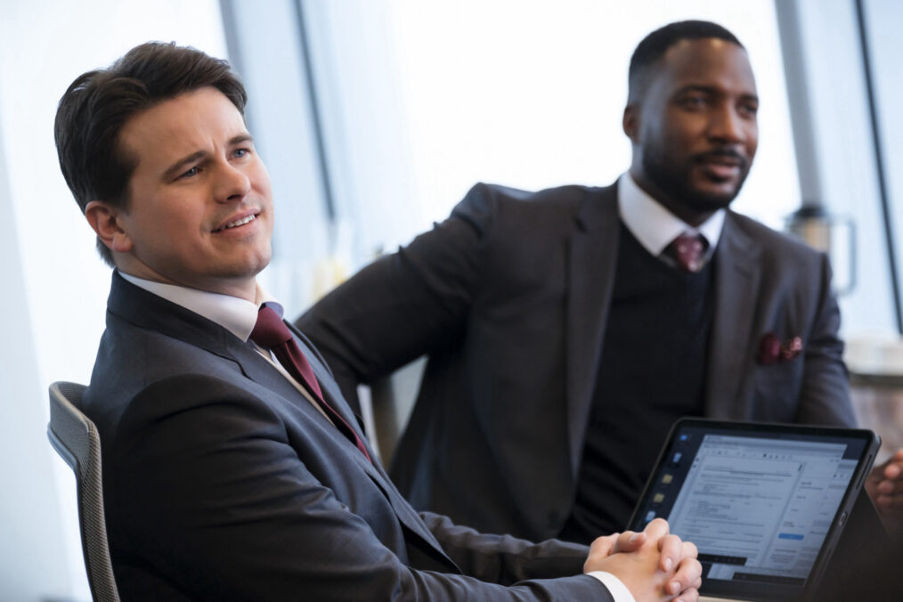 Jason Ritter as Julian Monroe, Eme Ikwuakor as Elijah Walker in 'Matlock' Season 1 Episode 1