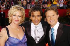 Melanie Griffith, Antonio Banderas and Billy Bush at the 56th Annual Emmys