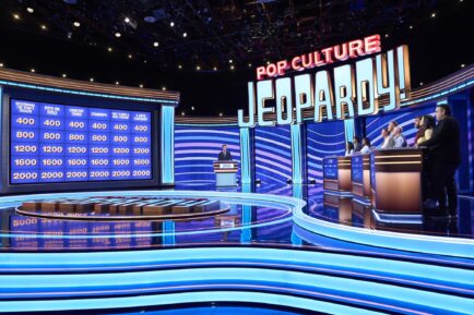 Host Colin Jost and Contestants — 'Pop Culture Jeopardy!'