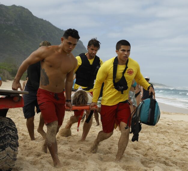 Kekoa Kekumano as Laka, Adam Demos as Will, and Alex Aiono as Kainalu — 'Rescue: HI-Surf' Series Premiere