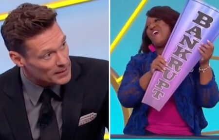 Ryan Seacrest and contestant on Wheel of Fortune