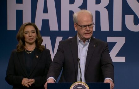 Maya Rudolph and Jim Gaffigan as Kamala Harris and Tim Walz on 'Saturday Night Live'