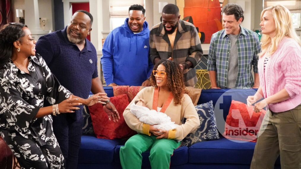 Cedric the Entertainer, Tichina Arnold, Beth Behrs, Max Greenfield, Marcel Spears, Sheaun McKinney, and Skye Townsend in 'The Neighborhood' Season 7