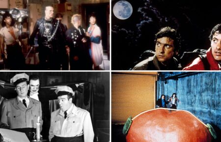 'The Return of the Living Dead,' Miguel Nunez, Mark Venturini, John Philbin, Brian Peck, Jewel Shepard, 1985. An American Werewolf in London,' Griffin Dunne, David Naughton, 1981. 'Abbott and Costello Meet Frankenstein,' Bud Abbott, Bela Lugosi, Lou Costello, 1948. And 'Attack of the Killer Tomatoes'