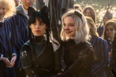 Jenna Ortega as Wednesday Addams, Emma Myers as Enid Sinclair in episode 102 of Wednesday.