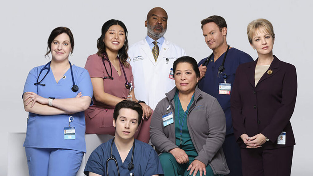 Allison Tolman as Alex, Kahyun Kim as Serena, Mekki Leeper as Matt, David Alan Grier as Ron, Kaliko Kauahi as Val, Josh Lawson as Bruce, Wendi McLendon-Covey as Joyce in St. Denis Medical