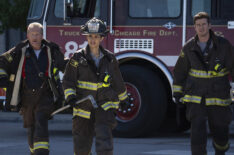 Christian Stolte as Randy “Mouch” McHolland, Miranda Rae Mayo as Stella Kidd, Jake Lockett as Sam Carver — 'Chicago Fire' Season 13 Episode 4 'Through the Skin'