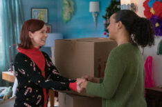 Carrie Preston as Elsbeth Tascioni and Carra Patterson as Kaya Blanke in the 'Elsbeth' Season 2 Christmas episode - 'Gold, Frankincense, and Murder'