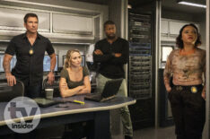 Dylan McDermott as Supervisory Special Agent Remy Scott, Shantel VanSanten as Special Agent Nina Chase, Edwin Hodge as Special Agent Ray Cannon, and Keisha Castle-Hughes as Special Agent Hana Gibson — 'FBI: Most Wanted' Season 6 Episode 2 'Varsity Blues'