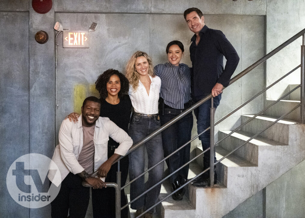 Edwin Hodge as Special Agent Ray Cannon, Roxy Sternberg as Special Agent Sheryll Barnes, Shantel VanSanten as Special Agent Nina Chase, Keisha Castle-Hughes as Special Agent Hana Gibson, and Dylan McDermott as Supervisory Special Agent Remy Scott— Behind the Scenes of 'FBI: Most Wanted' Season 6 Episode 4 