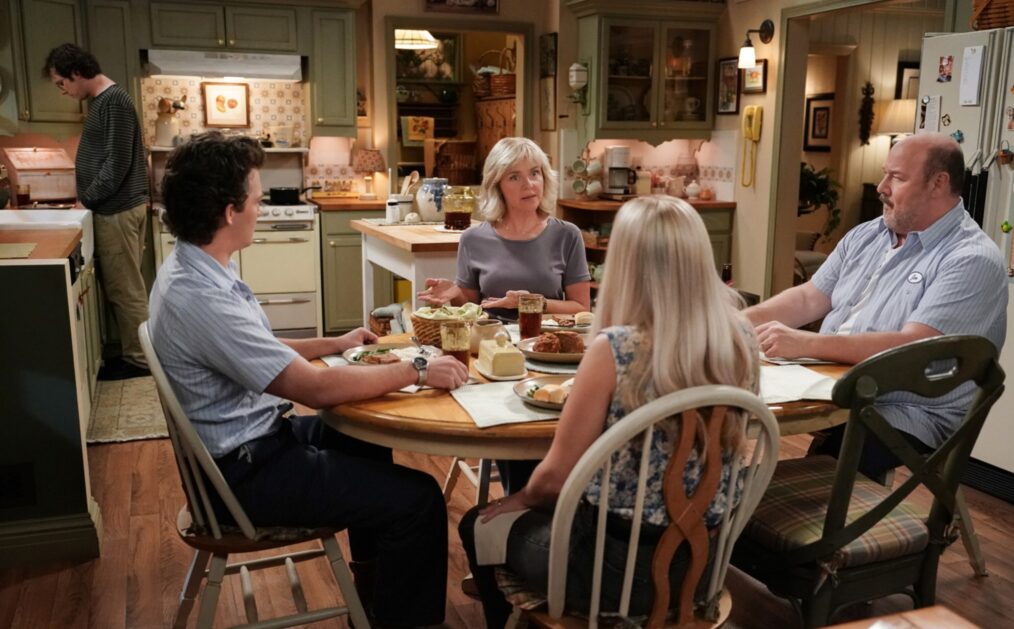 Dougie Baldwin as Connor, Montana Jordan as Georgie, Rachel Bay Jones as Audrey, Emily Osment as Mandy, and Will Sasso in 'Georgie & Mandy’s First Marriage' - 'Secrets, Lies and a Chunk of Change'