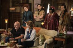 Dean Norris, Rebecca Wisocky, Richie Moriarty, Danielle Pinnock, and Roman Zaragoza in 'Ghosts' Season 4