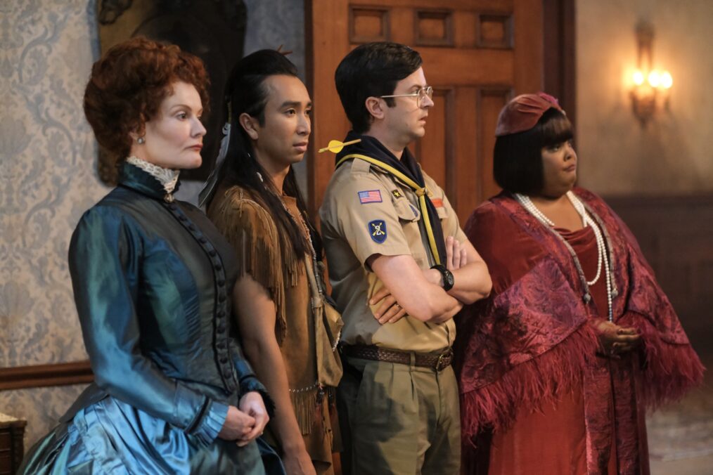 Rebecca Wisocky, Roman Zaragoza, Richie Moriarty, and Danielle Pinnock in 'Ghosts' Season 4