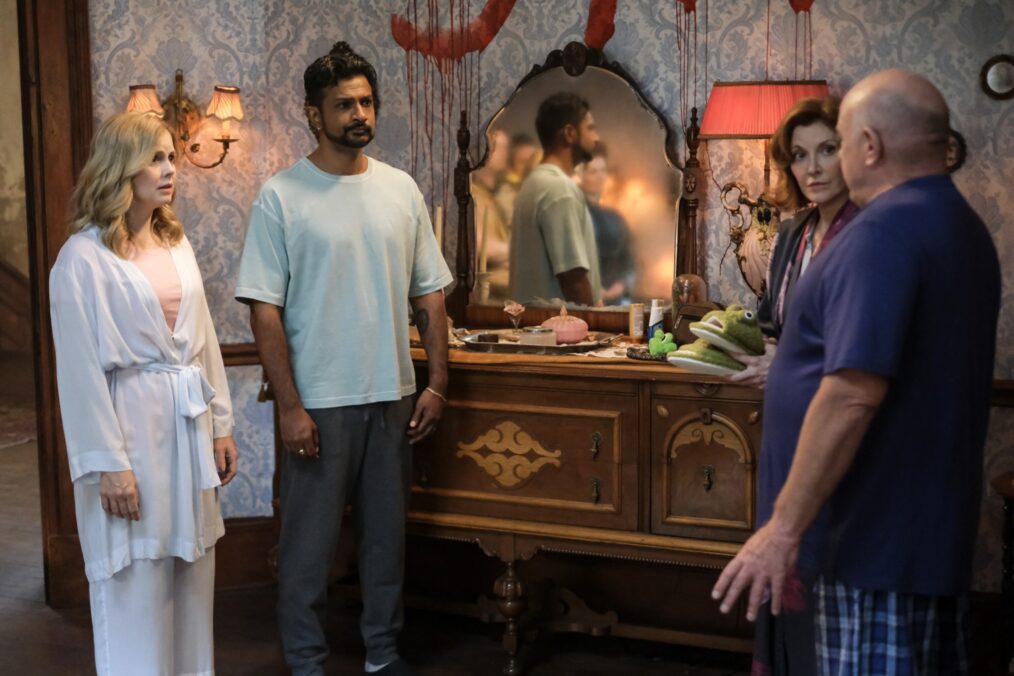 Rose McIver, Utkarsh Ambudkar, and Dean Norris in 'Ghosts' Season 4